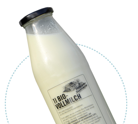 Flasche mit 1 Liter Bio-Vollmilch